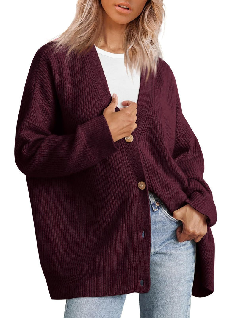 Women's relaxed V-neck knit cardigan, view 10 - MRSLM