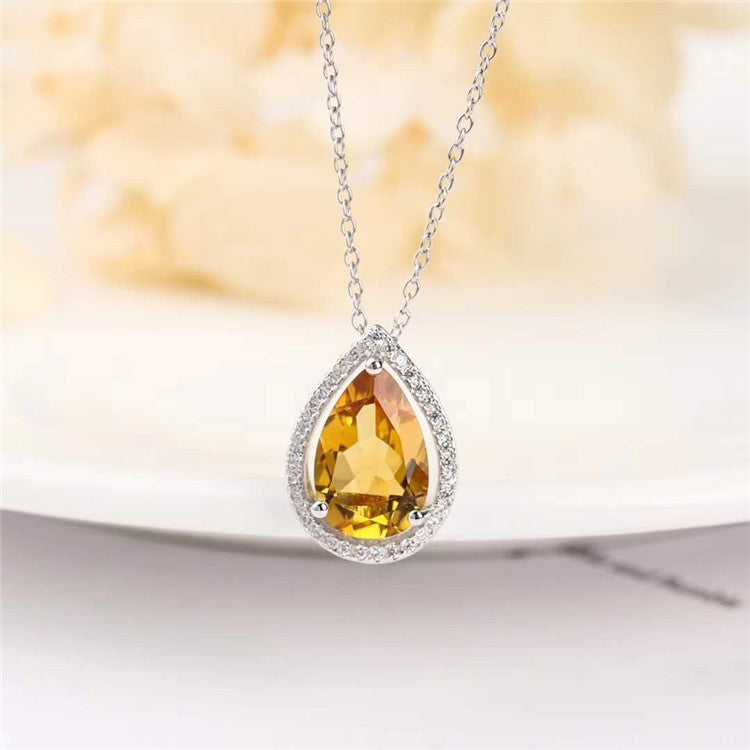 S925 yellow crystal pendant necklace, view 2 - MRSLM