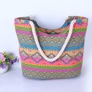 striped canvas beach bag, view 3 - MRSLM