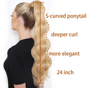 blonde wavy clip-in ponytail extension, view 24 - MRSLM