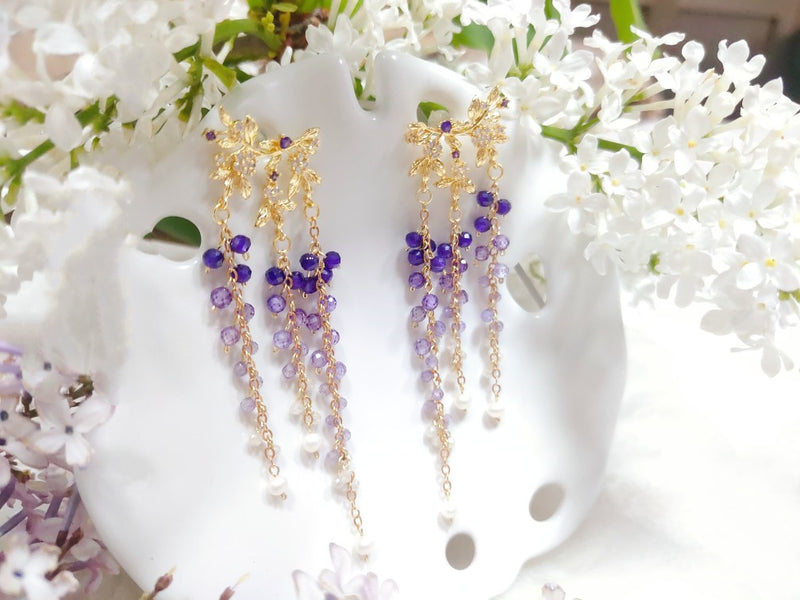 wisteria zirconia earrings, view 5 - MRSLM