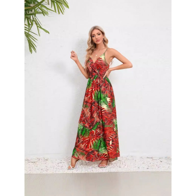 backless floral suspender dress, view 4 - MRSLM