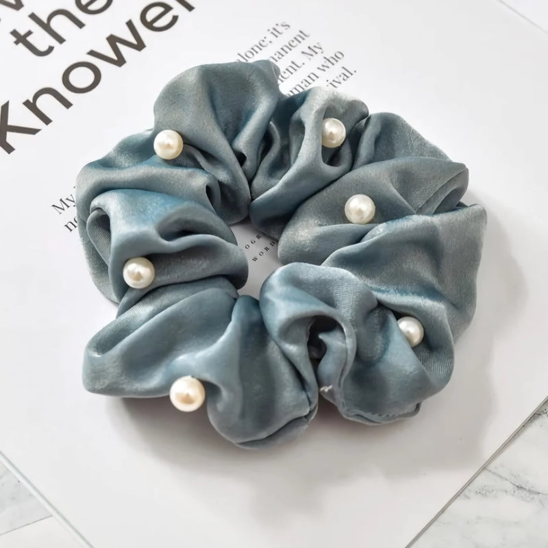 satin pearl scrunchies, view 2 - MRSLM