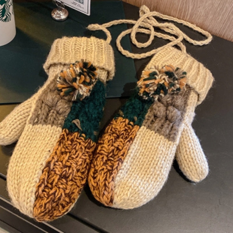 women's thick fleece knitted mittens, view 10 - MRSLM