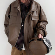 men's loose PU leather jacket - MRSLM