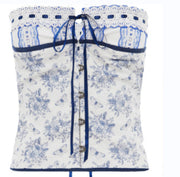 cotton embroidered lace-up tube top, view 10 - MRSLM