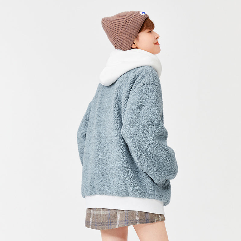 women's hooded lamb wool coat, view 6 - MRSLM