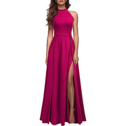 halter slit evening dress, view 5 - MRSLM