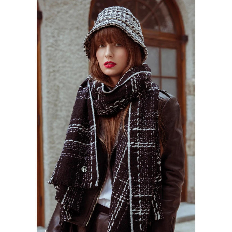 plaid wool scarf pashmina shawl, view 5 - MRSLM