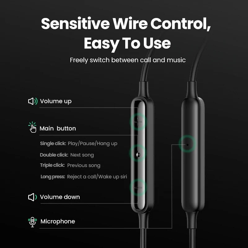 High-Definition In-Ear Earphones with Microphone - 3.5mm, USB Type-C, Lightning Connector