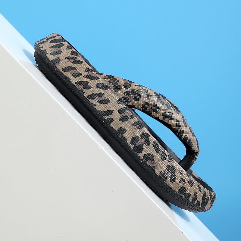 women's leopard print flip-flop sandals, view 7 - MRSLM