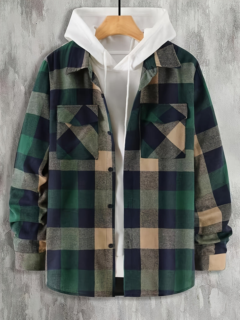 dark green plaid commuter shirt, view 3 - MRSLM