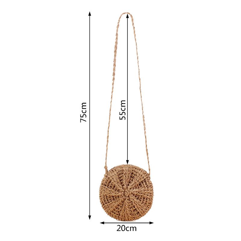 Bohemian round straw crossbody bag, view 8 - MRSLM