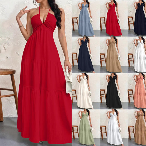 backless halterneck maxi dress - MRSLM