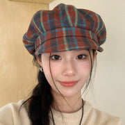 retro plaid beret, view 3 - MRSLM