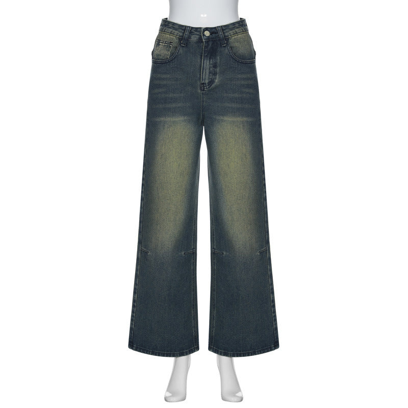 Women's Summer Washed Gradient Retro Mid-waist Jeans