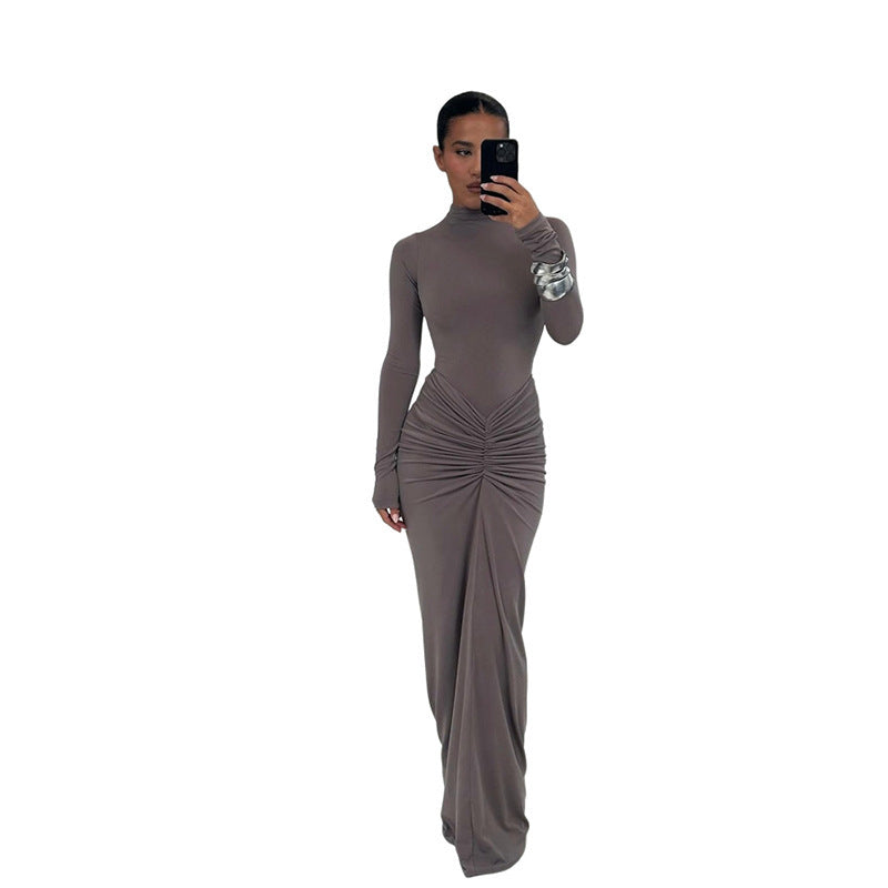 women's pleated high-waist dress, view 4 - MRSLM