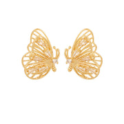 gold 3D butterfly earrings, view 2 - MRSLM
