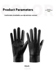 Fleece-lined sheepskin leather gloves, view 2 - MRSLM