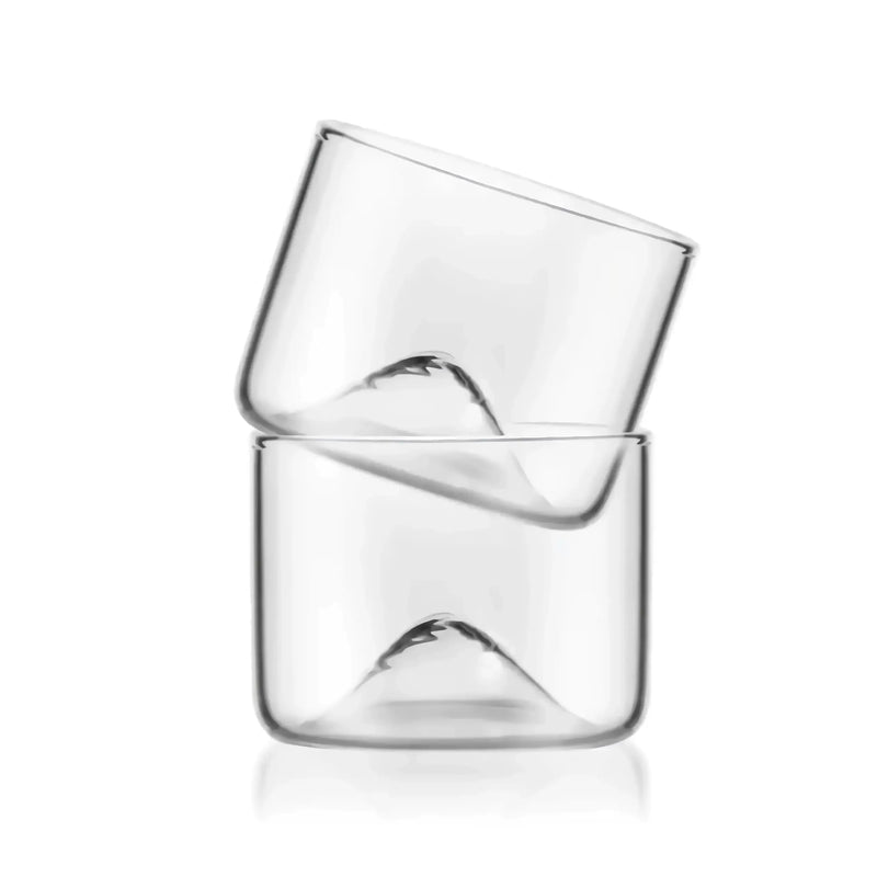 mountain whiskey glass with wooden base, view 3 - MRSLM