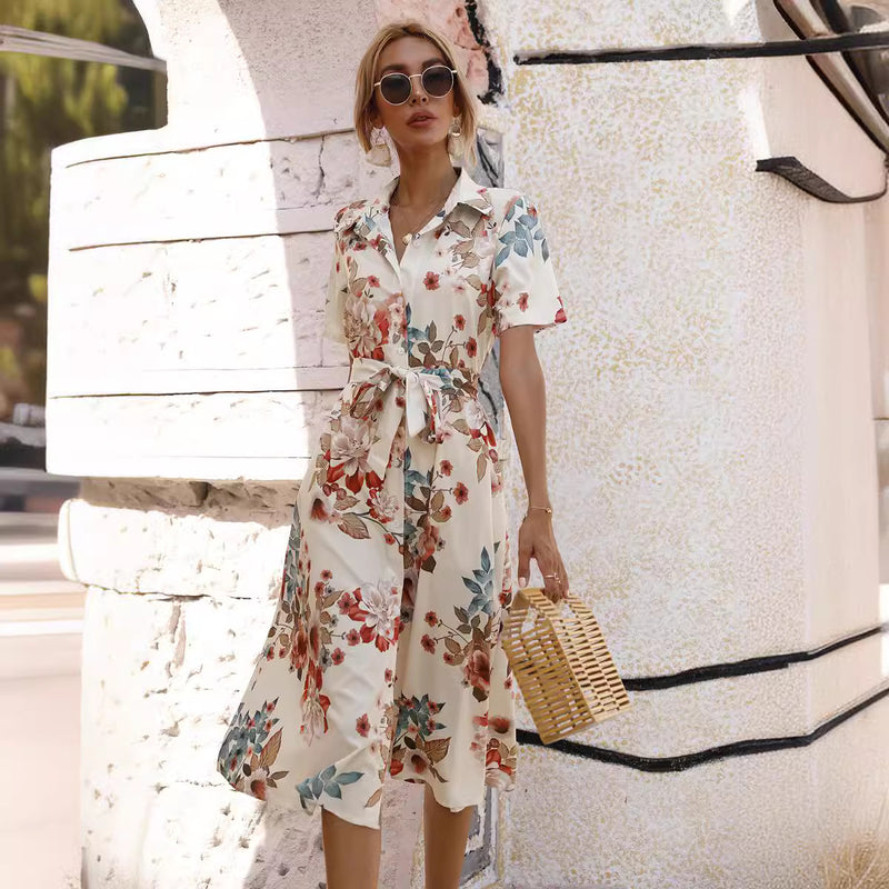 summer floral waistband dress, view 8 - MRSLM