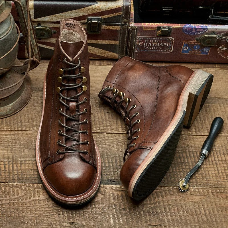 handmade british men's motorcycle leather boots, view 5 - MRSLM