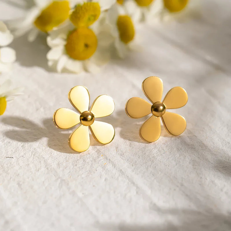 gold daisy earrings, view 3 - MRSLM