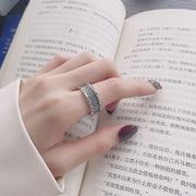 sterling silver tang grass pattern wide ring - MRSLM