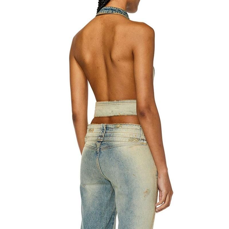 Backless denim halter vest, view 4 - MRSLM