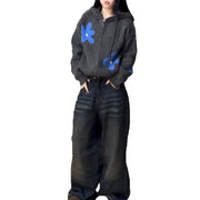 gray hooded zip cardigan sweater, view 3 - MRSLM