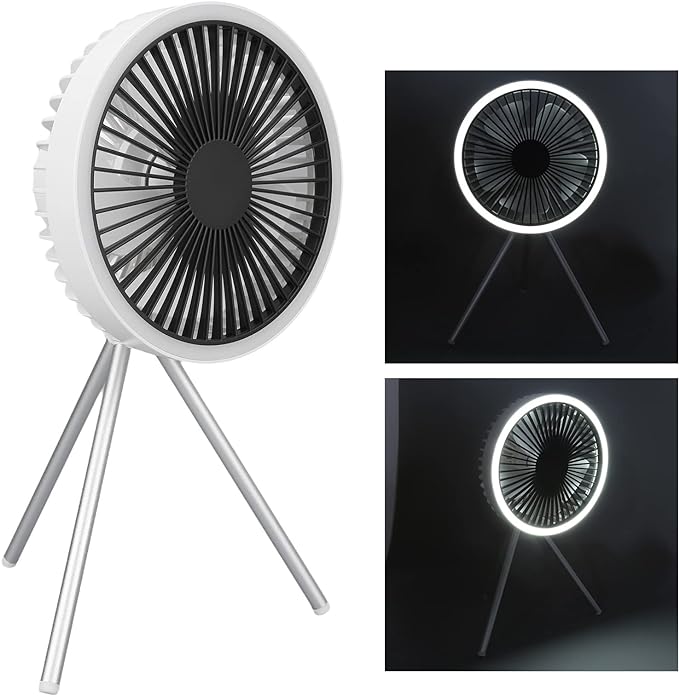 rechargeable camping fan with LED light, view 16 - MRSLM