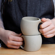 stoneware ceramic coffee mug with tray, view 3 - MRSLM