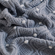 chunky knit blanket with pompons, view 11 - MRSLM