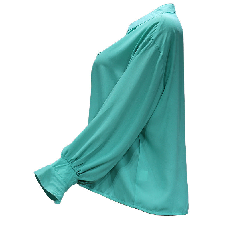 women's long sleeve chiffon shirt, view 6 - MRSLM