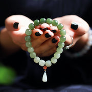 jadeite lotus bead bracelet, view 4 - MRSLM