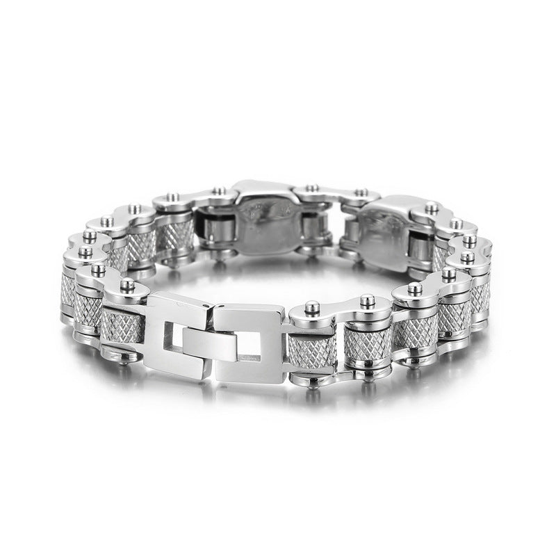 skull bike chain titanium steel bracelet, view 5 - MRSLM