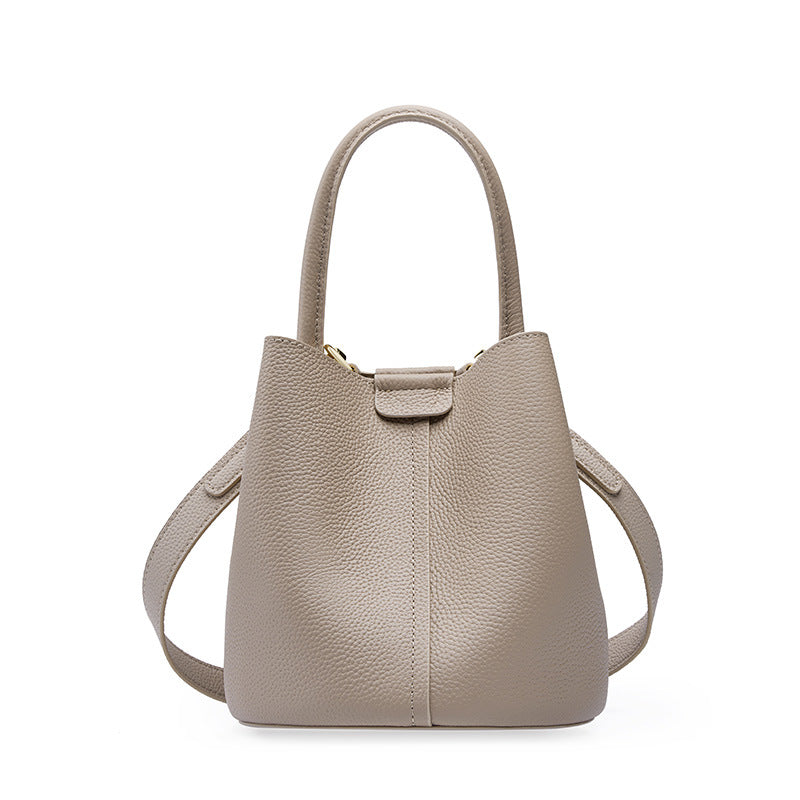Women's leather bucket bag, view 5 - MRSLM