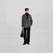 Men's gray tweed-look short coat, view 3 - MRSLM