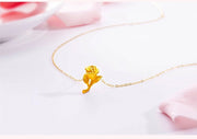 women's gold rose pendant necklace, view 5 - MRSLM