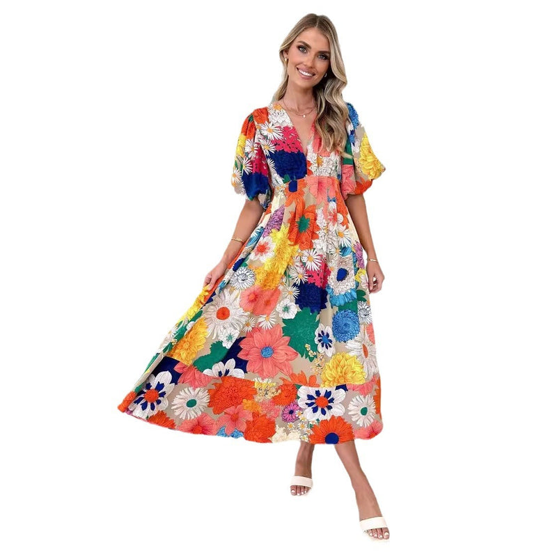 women's summer floral print dress, view 7 - MRSLM