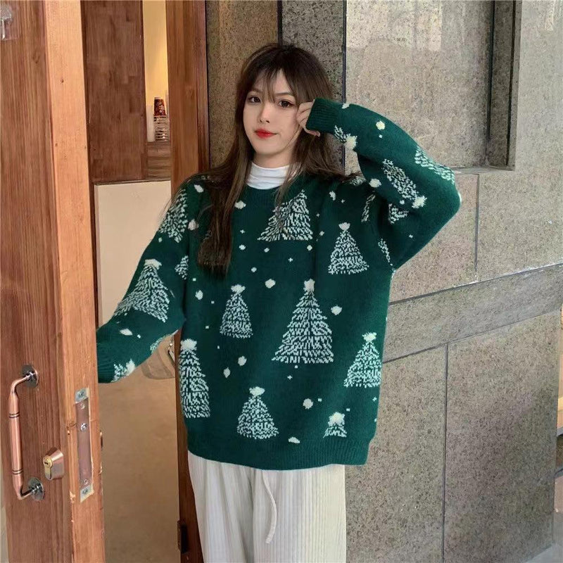 Women's Christmas tree jacquard sweater, view 5 - MRSLM