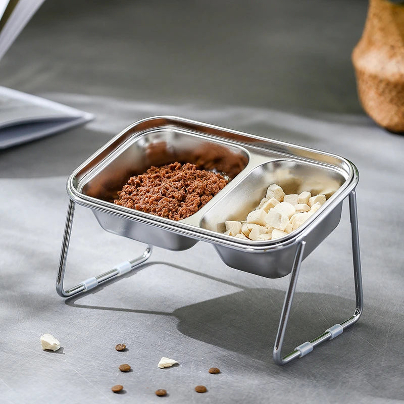 stainless steel elevated pet food bowl, view 2 - MRSLM
