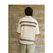 men's contrast color short-sleeved sweater, view 3 - MRSLM