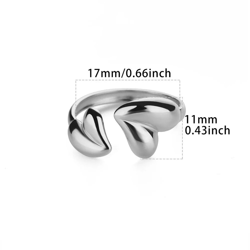 heart stainless steel adjustable ring, view 9 - MRSLM