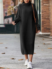 Women's turtleneck knit maxi sweater dress, view 3 - MRSLM