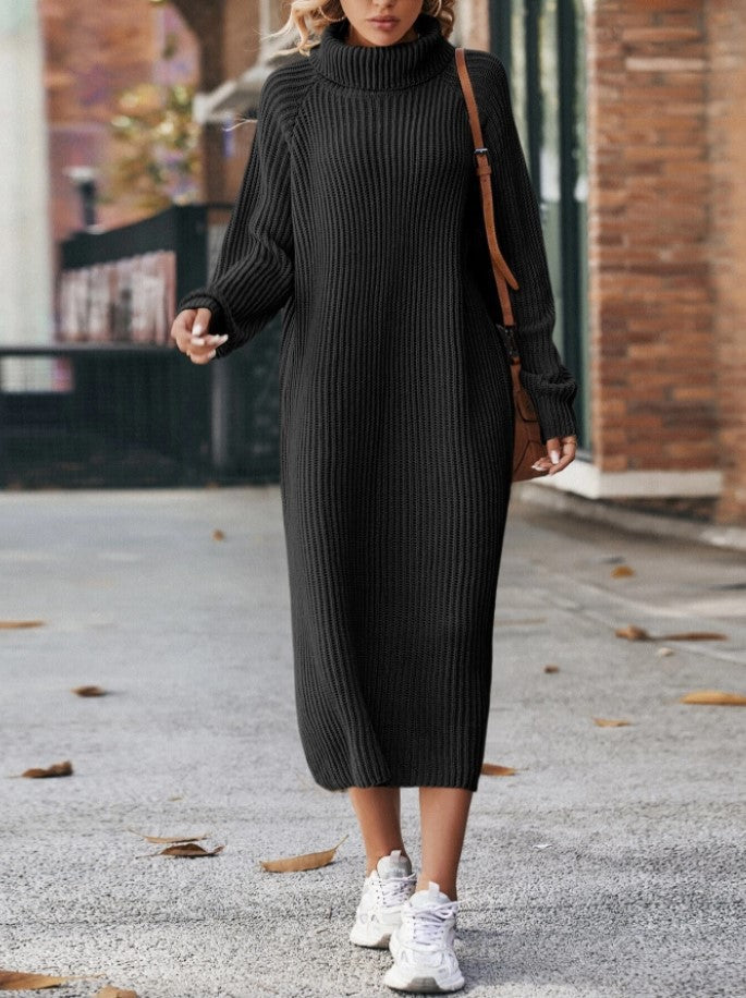 Women's turtleneck knit maxi sweater dress, view 3 - MRSLM