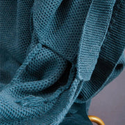 nordic wool knitted tassel blanket, view 7 - MRSLM