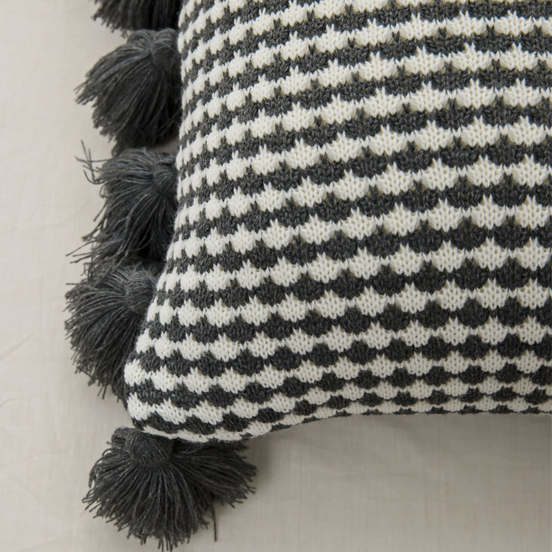 Spot plaid tassel cushion cover, view 8 - MRSLM