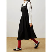 black fit-and-flare split dress, view 3 - MRSLM
