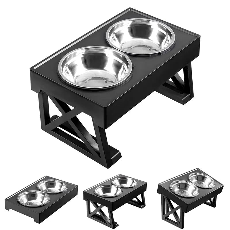 dog double elevated bowls stand, view 2 - MRSLM